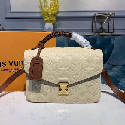 LV Pochette Metis Monogram Empreinte Creme Beige/Caramel For Women,  Shoulder And Crossbody Bags 9.8in/25cm LV M53940