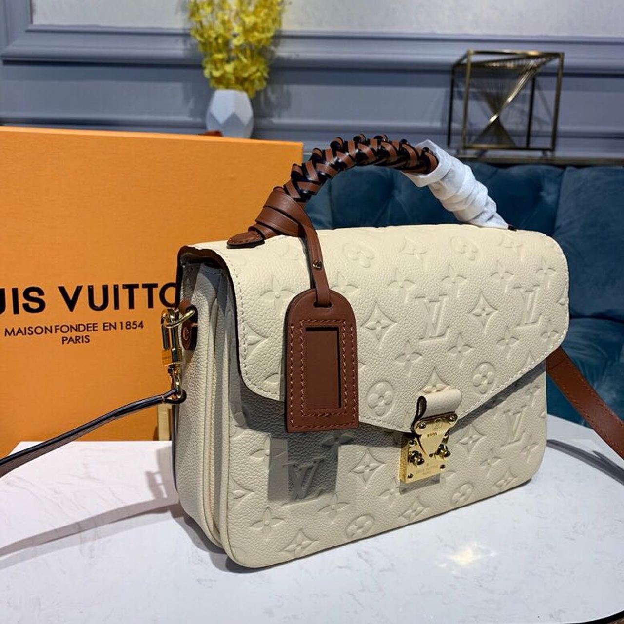 LV Pochette Metis Monogram Empreinte Creme Beige/Caramel For Women,  Shoulder And Crossbody Bags 9.8in/25cm LV M53940