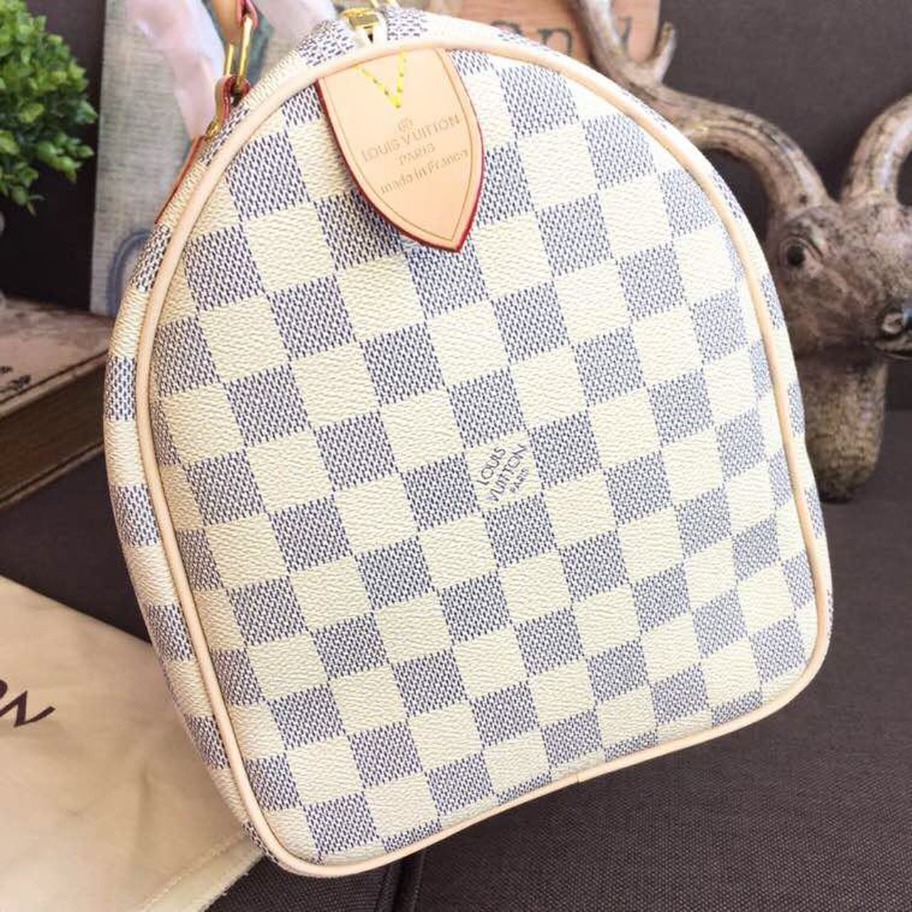 LV Speedy 30 Damier Azur Canvas For Women, WoHandbags 11.8in/30cm LV N41370