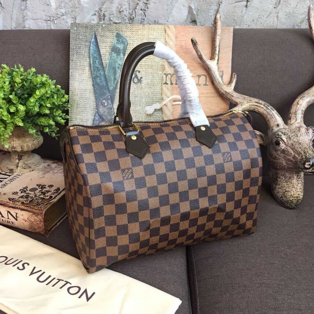 LV Speedy 30 Bag Damier Ebene Canvas For Women 11.8in/30cm Brown LV N41364