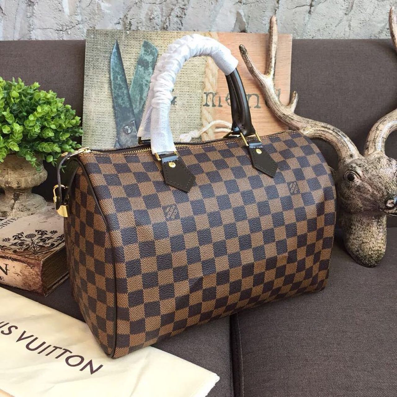 LV Speedy 30 Bag Damier Ebene Canvas For Women 11.8in/30cm Brown LV N41364