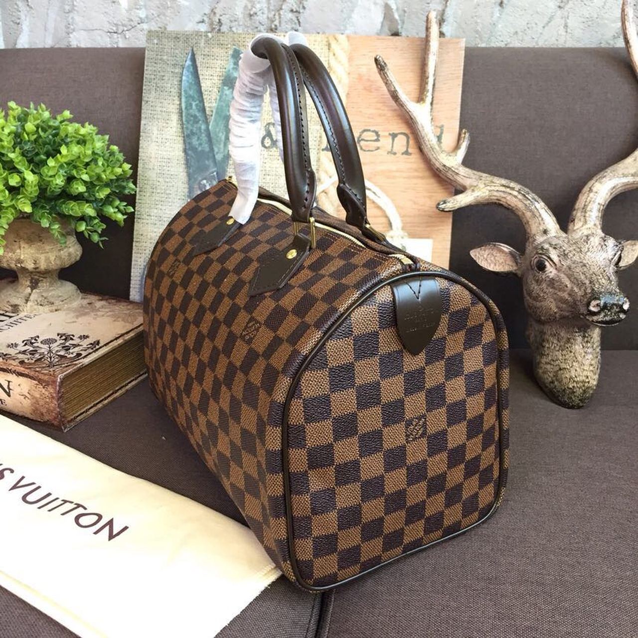 LV Speedy 30 Bag Damier Ebene Canvas For Women 11.8in/30cm Brown LV N41364