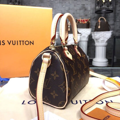 LV Nano Speedy Monogram Canvas For Women,  Shoulder And Crossbody Bags 6.3in/16cm LV M61252