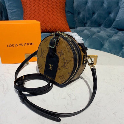 LV Mini Boite Chapeau Monogram Reverse Canvas For Women, Women’s Chain And Strap Wallet, Shoulder And Crossbody Wallet 5.1in/13cm LV M68276