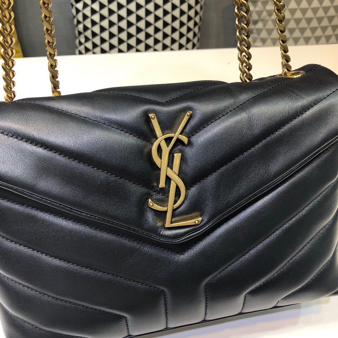 YSSL Loulou Small Chain Bag In Matelassé "Y" Black For Women 9.8in/23cm YSL 494699DV7271000