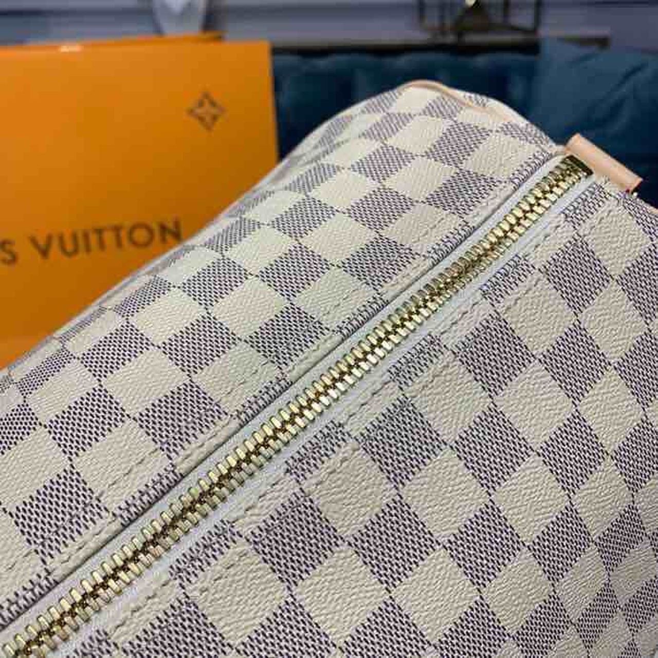 LV Keepall Bandouliere 55 Damier Azur Canvas For Women,  Travel Bags 21.7in/55cm LV N41429