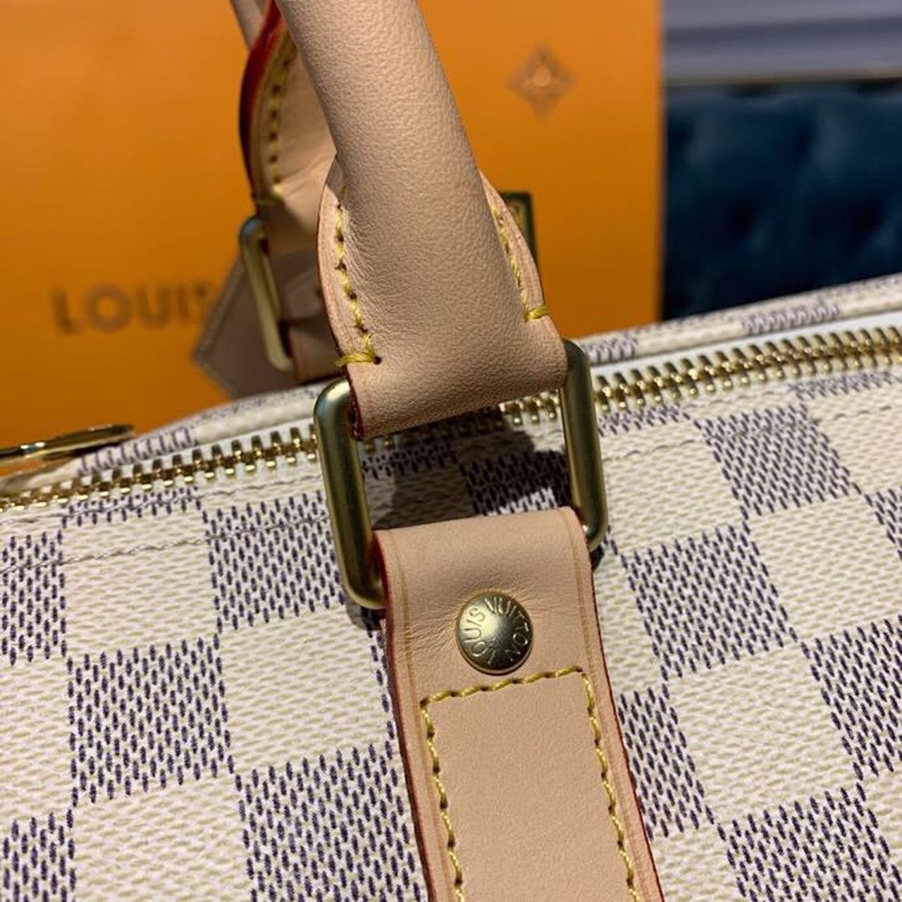 LV Keepall Bandouliere 55 Damier Azur Canvas For Women,  Travel Bags 21.7in/55cm LV N41429