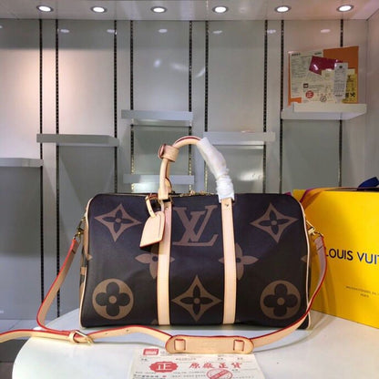 LV Keepall Bandouliere 50 Monogram and Monogram Reverse Canvas For Women, Women’s Handbags, Travel Bags 19.7in/50cm LV M44739