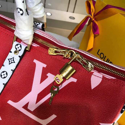 LV Keepall Bandouliere 50 Monogram and Monogram Reverse Canvas Red For Women, Women’s Handbags, Travel Bags 19.7in/50cm LV