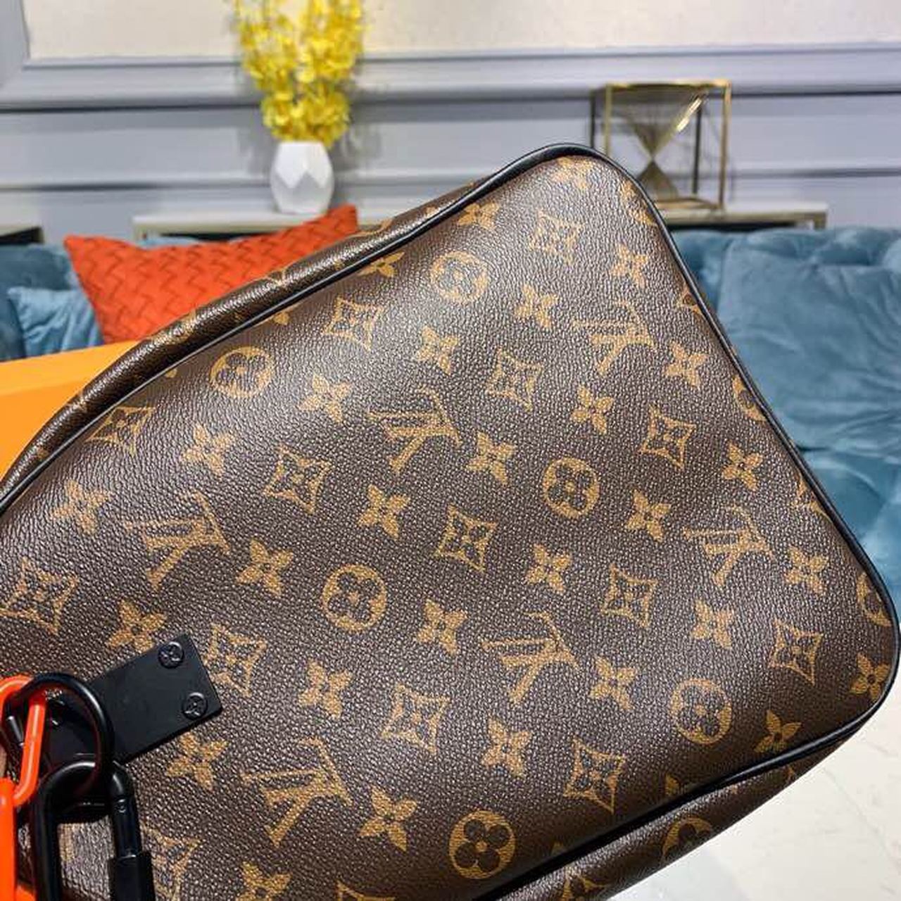 LV Keepall Bandouliere 50 Monogram Solar Ray Canvas Black/Orange By Virgil Abloh For Men, Bags, Travel Bags 19.7in/50cm LV M44471