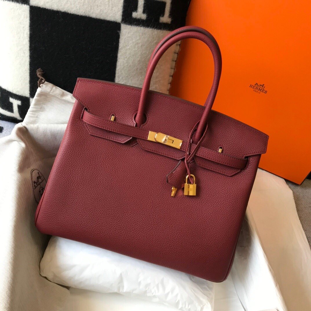 HM Birkin Garnet Red Clemence With Gold Hardware Bag For Women, Handbags, Shoulder Bags 30cm/12in