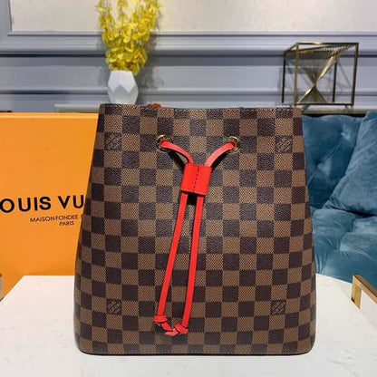 LV Neo Noe BB Bucket Bag 26cm Damier Ebene Canvas Spring/Summer Collection N40214, Cherry Berry