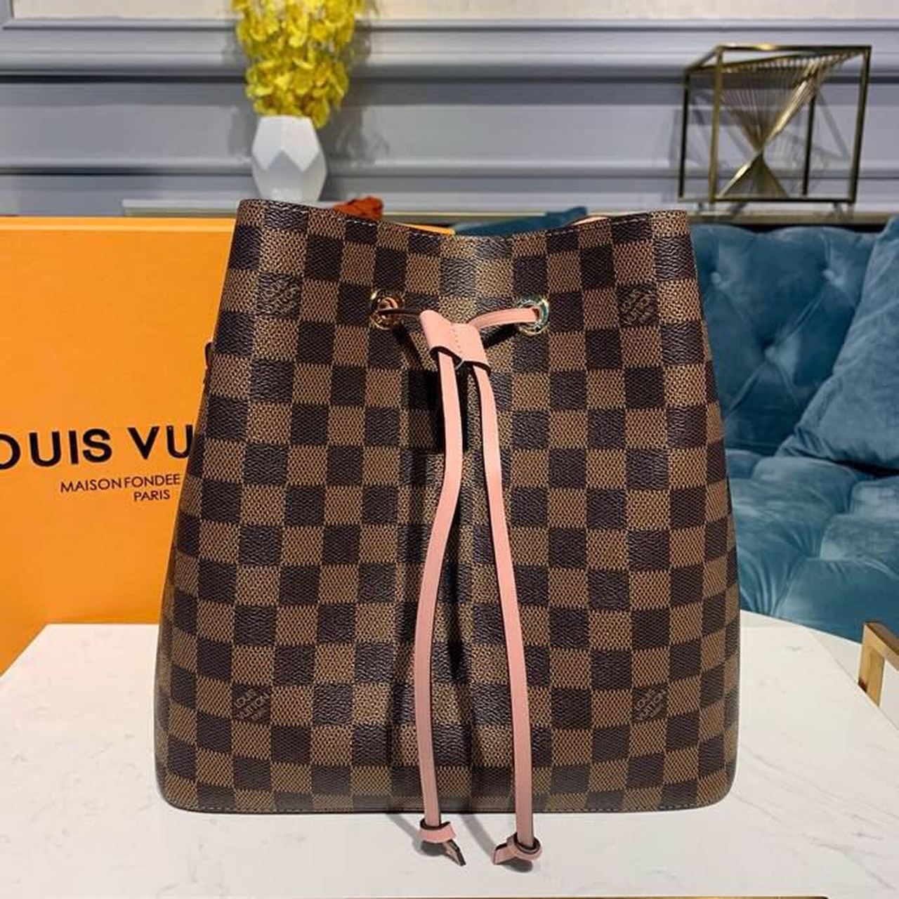 LV Neo Noe BB Bucket Bag 26cm Damier Ebene Canvas Spring/Summer Collection N40198, Venus