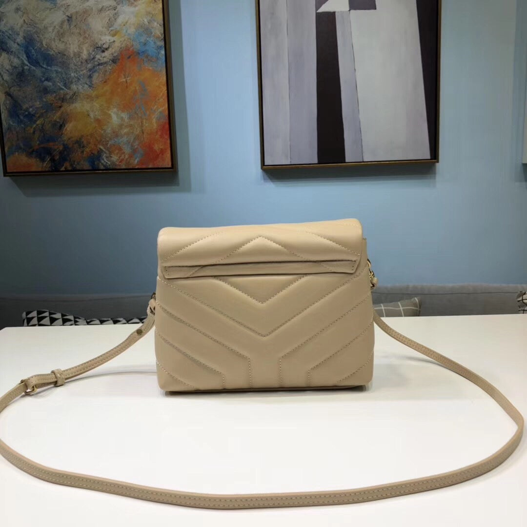 YSSL Loulou Mini Shoulder Bag Beige For Women 7in/18cm YSL