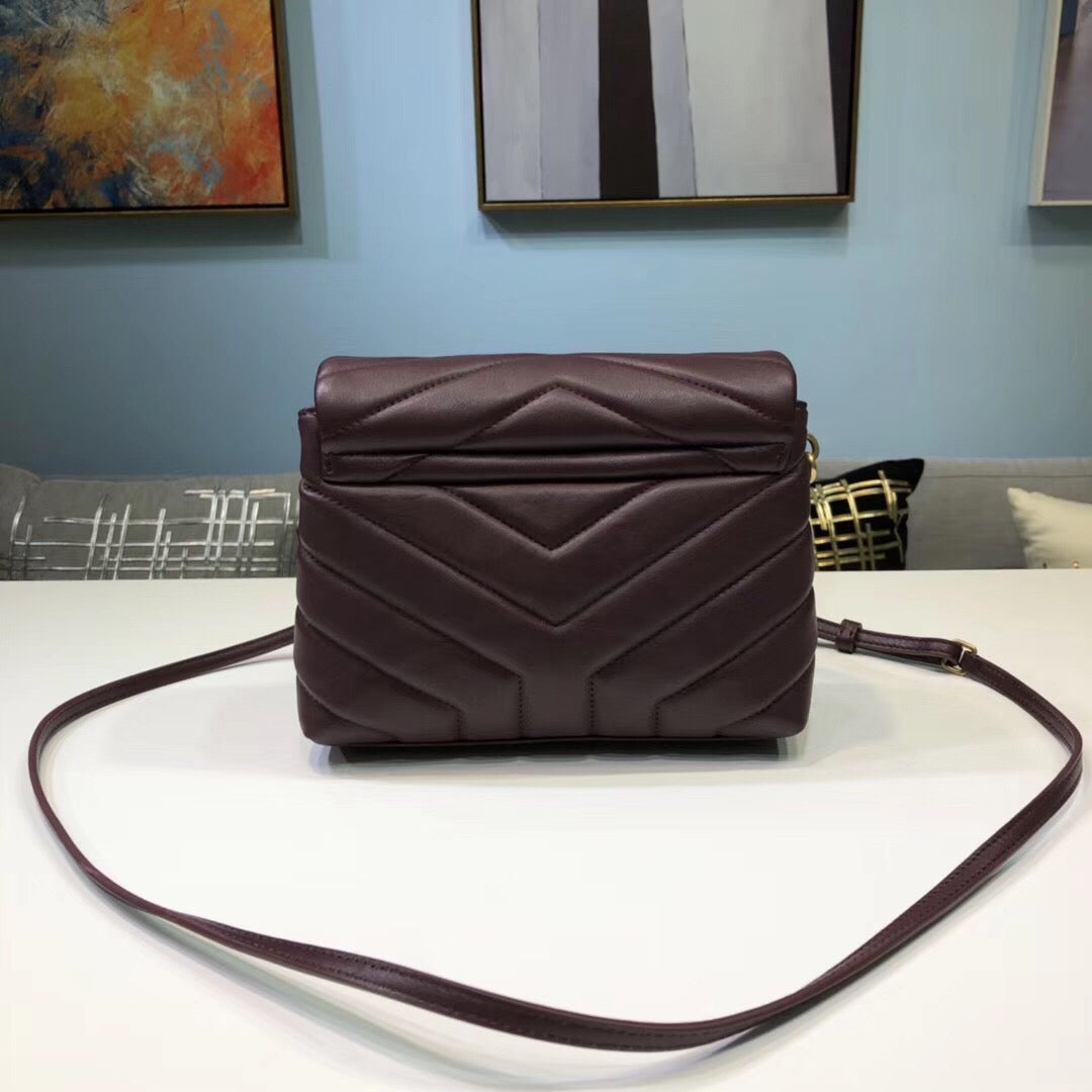 YSSL Loulou Mini Shoulder Bag Burgundy For Women 7in/18cm YSL