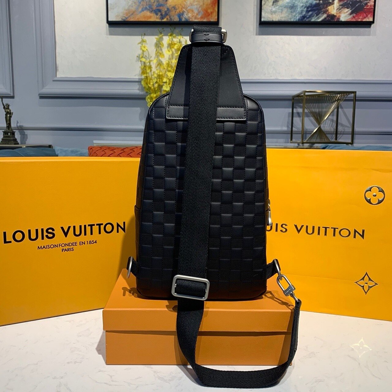 LV Avenue Sling Bag Damier Infini Black For Men Bags Crossbody Bags Elegant Nicely