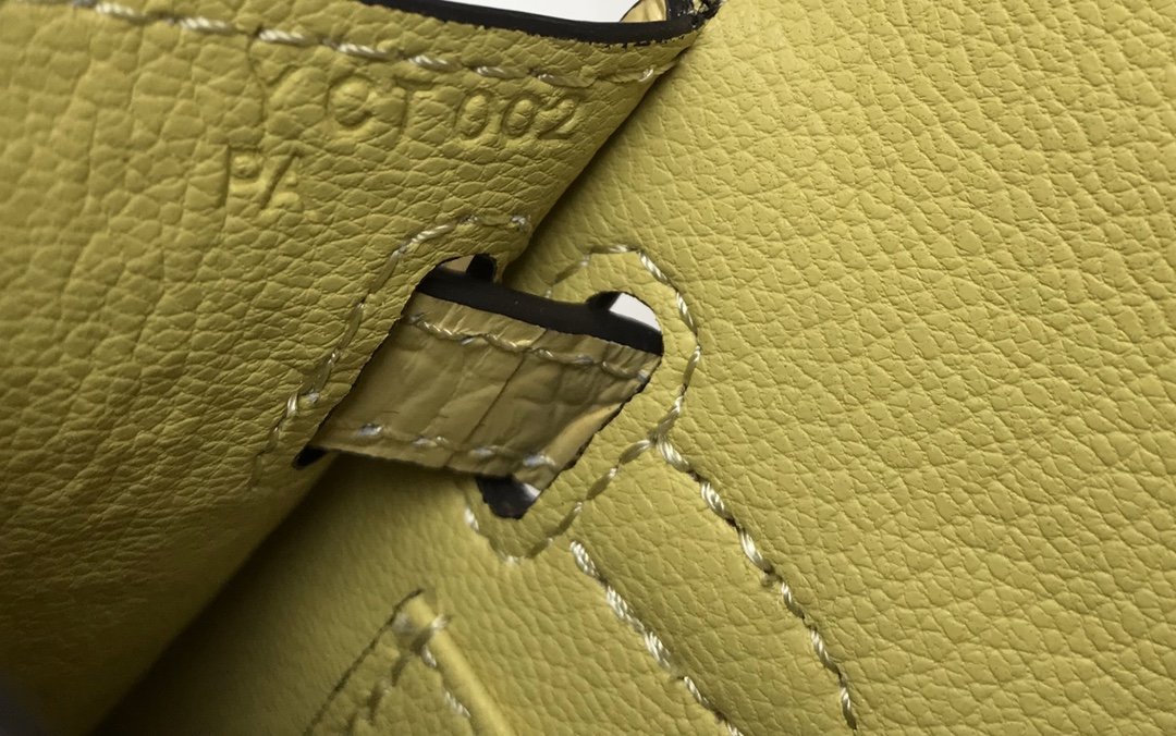 HM Mini Kelly 19 Embossed Patent Matte Yellow Bag With Gold-Toned Harware For Women, Handbags, Shoulder Bags 7.5in/19cm