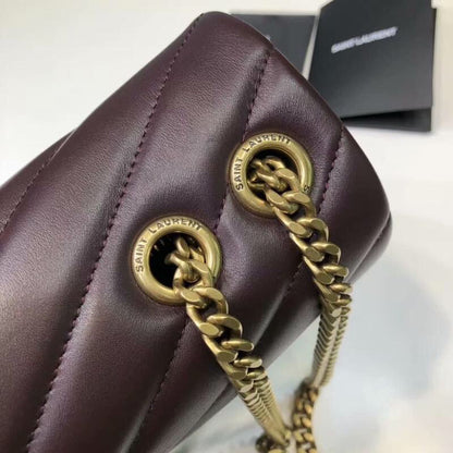 YSSL Loulou Small Chain Bag In Matelassé "Y" Burgundy For Women 9.8in/23cm YSL 494699DV7276475