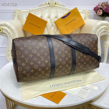 LV X Virgil Abloh Keepall Bandouliere 50 Monogram Canvas For Men, Bags 19.7in/50cm LV M45616