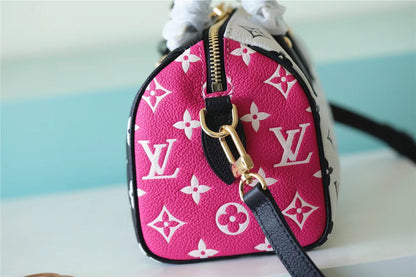 LV Speedy Bandouliere 20 Monogram Empreinte Black / White / Pink For Women,  Shoulder And Crossbody Bags 20.5cm/8.1in LV M46088