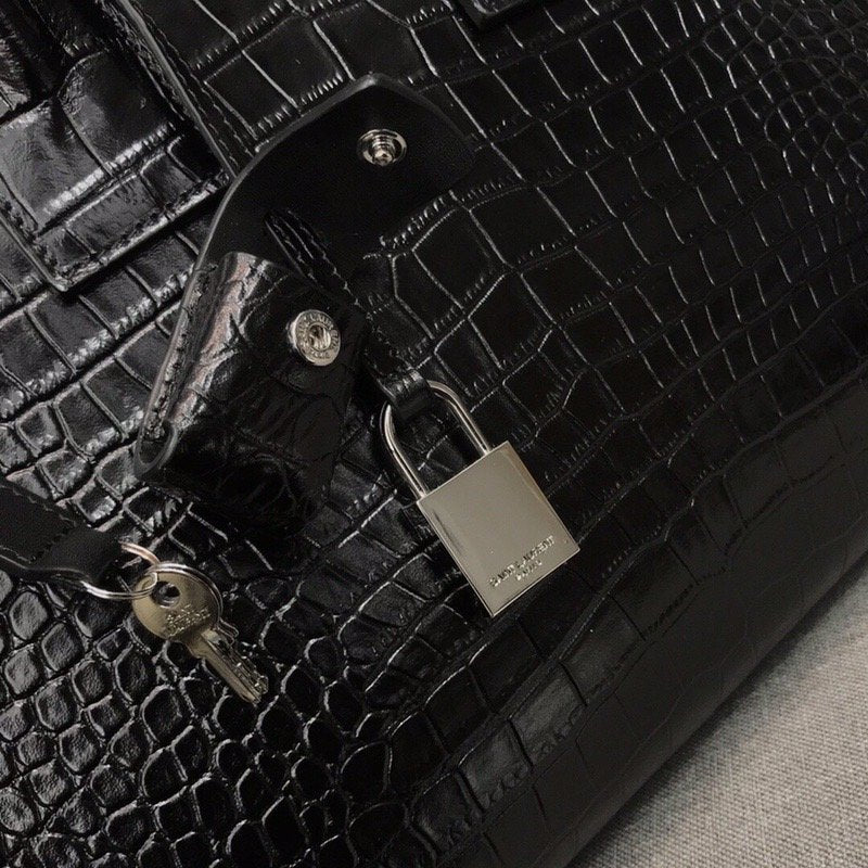 YSSL Sac De Jour Small In Embossed Crocodile Black For Women 12.5in/32cm YSL  378299DND1N1000