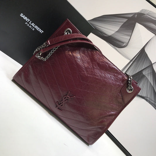 YSSL Niki Medium Shopping Bag Burgundy For Women 12.6in/32cm YSL 