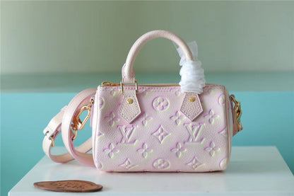 LV Nano Speedy Monogram Empreinte Pink For Women,  Shoulder And Crossbody Bags 16cm/6.3in LV M81508