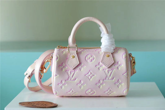 LV Nano Speedy Monogram Empreinte Pink For Women,  Shoulder And Crossbody Bags 16cm/6.3in LV M81508