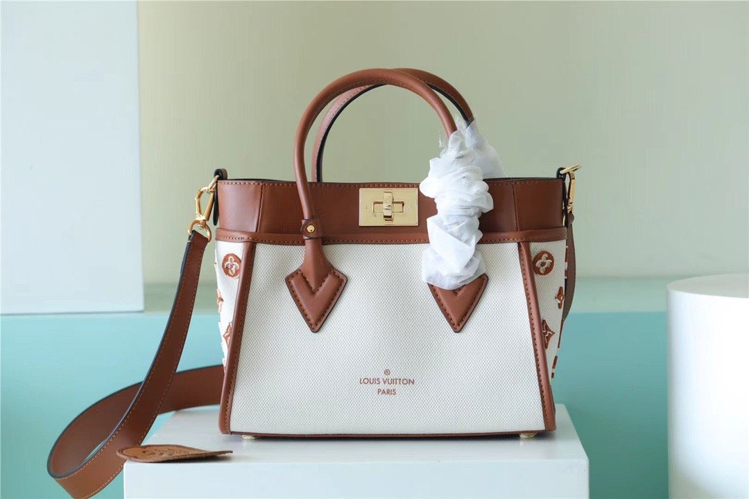 LV On My Side PM Bag Monogram Flower For Women 25cm/9.8 Inches Caramel Brown LV M59905