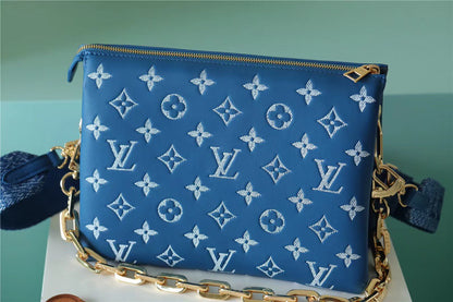 LV Coussin PM Puffy Navy Blue For Women,  Shoulder And Crossbody Bags 10.2n/26cm LV M59392