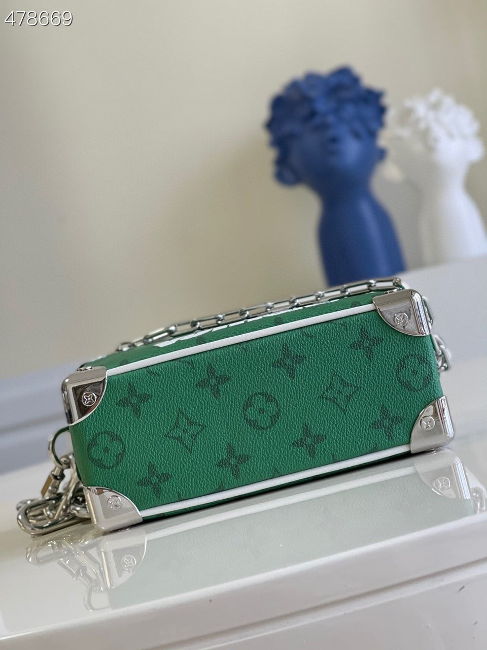 LV Mini Soft Trunk Vintage Monogram Canvas Green By Virgil Abloh For Fall-Winter, Handbags, Shoulder And Crossbody Bags 7.3in/18.5cm LV M80816