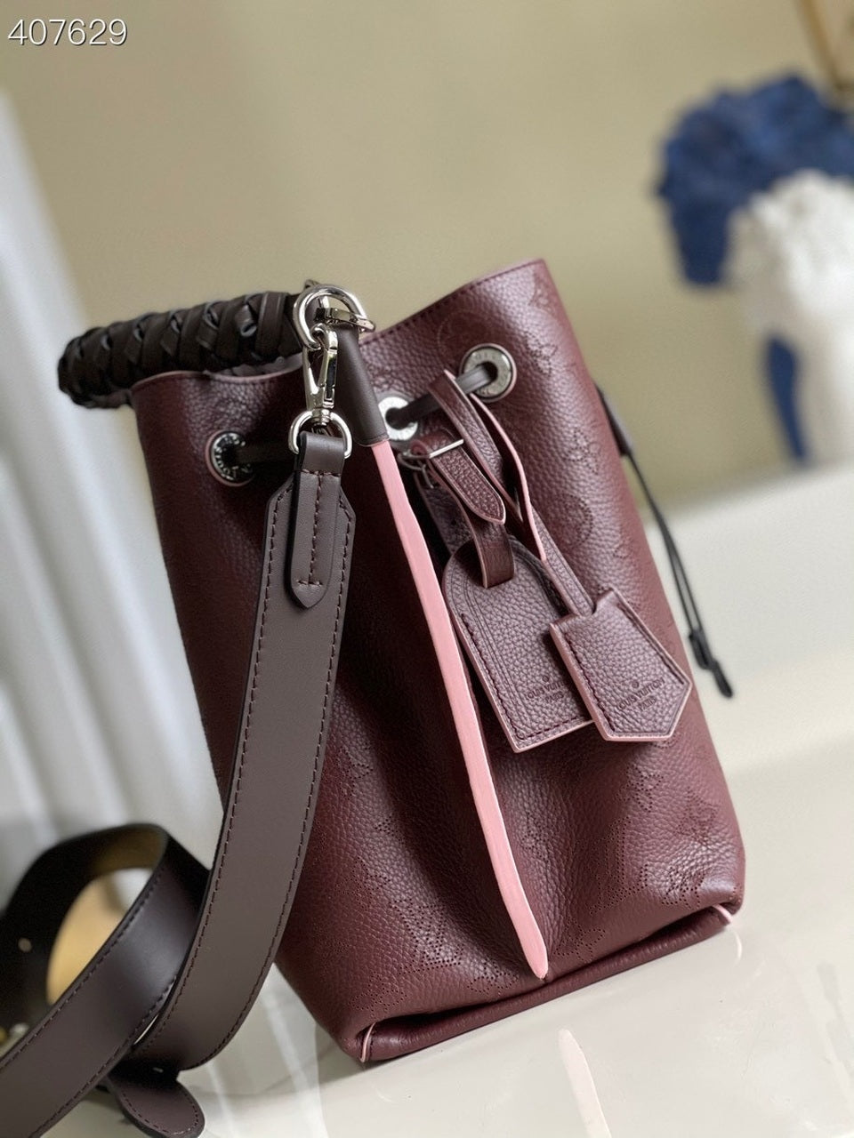 LV Muria Bucket Bag For Women, Women’s Handbags, Shoulder And Crossbody Bags Burgundy 9.8in/25cm LV