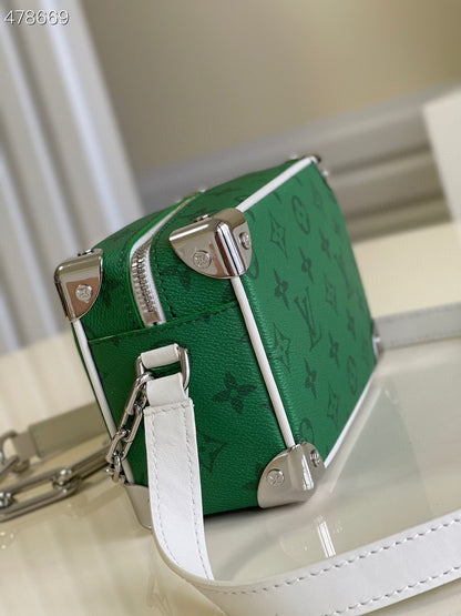 LV Mini Soft Trunk Vintage Monogram Canvas Green By Virgil Abloh For Fall-Winter, Handbags, Shoulder And Crossbody Bags 7.3in/18.5cm LV M80816