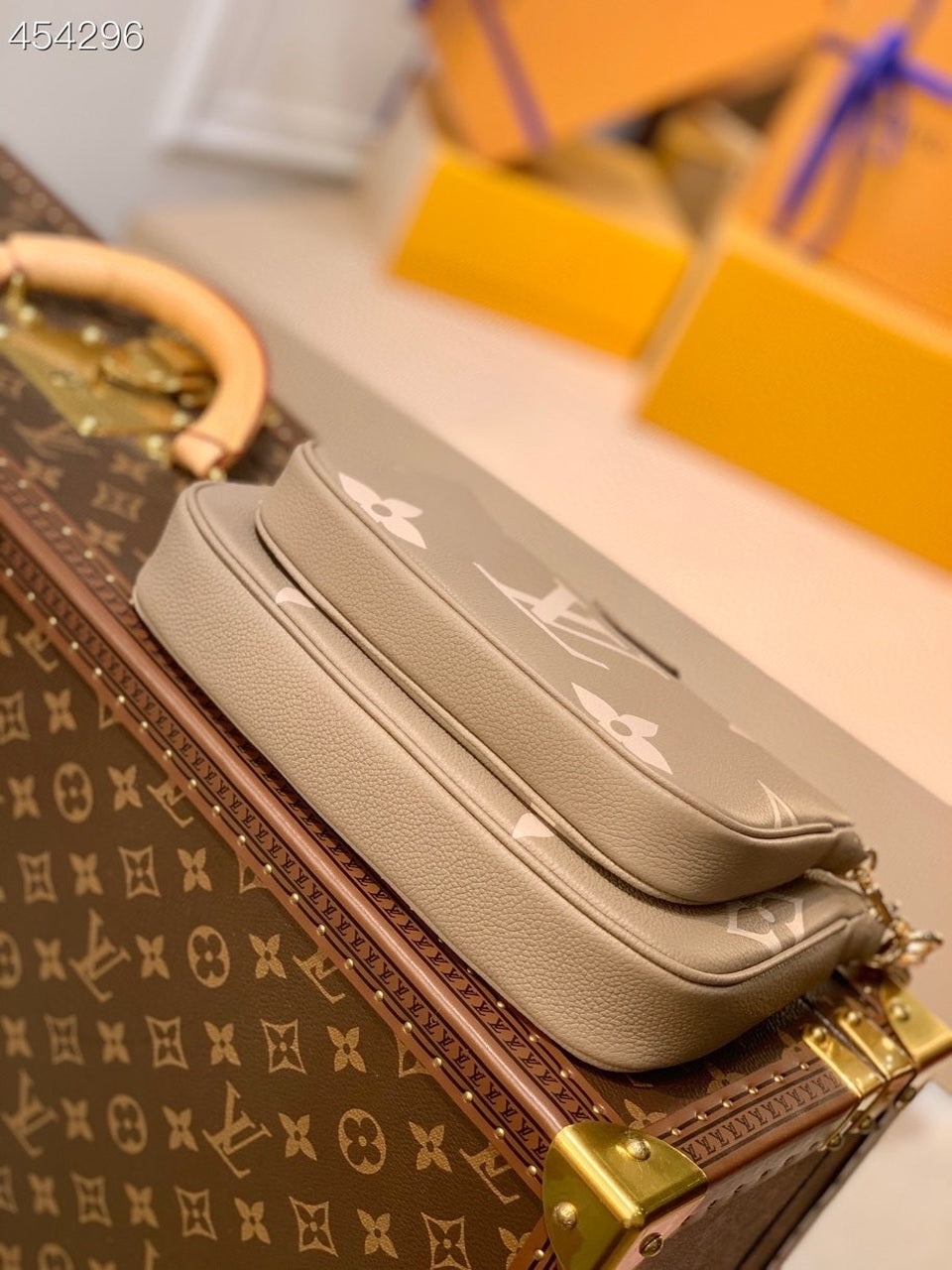 LV Multi Pochette Accessoires Monogram Empreinte Tourterelle Beige/Cream For Women,  Shoulder And Crossbody Bags 9.8in/25cm LV