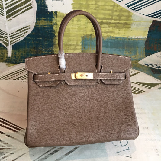 HM Birkin Brown For Women Gold Toned Hardware 11in/30cm