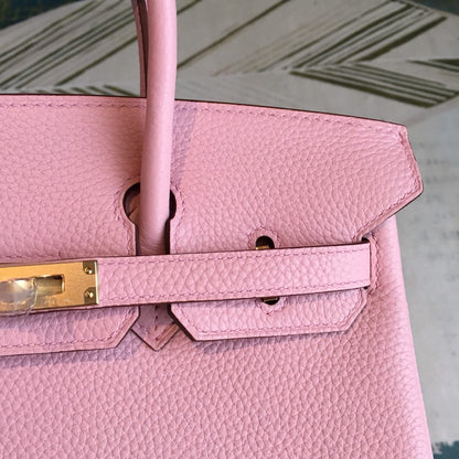 HM Birkin Light Pink For Women Gold Toned Hardware 9.8in/25cm