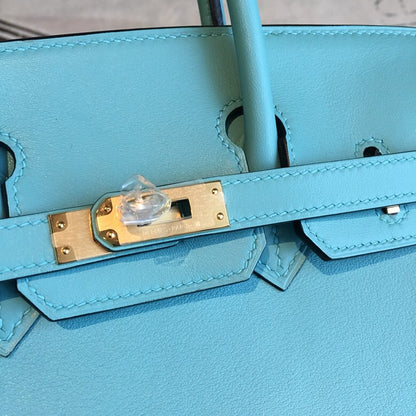 HM Birkin Light Blue For Women Silver Toned Hardware 9.8in/25cm