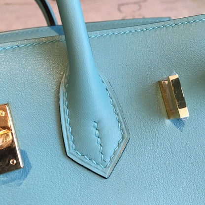 HM Birkin Light Blue For Women Gold Toned Hardware 9.8in/25cm