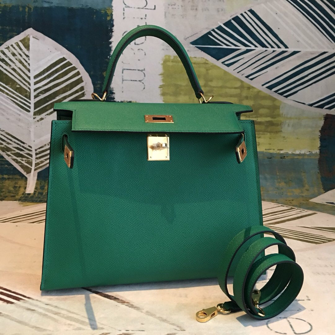 HM Kelly 28 Vert Jade Green Bag For Women, Handbags, Shoulder Bags 11in/28cm