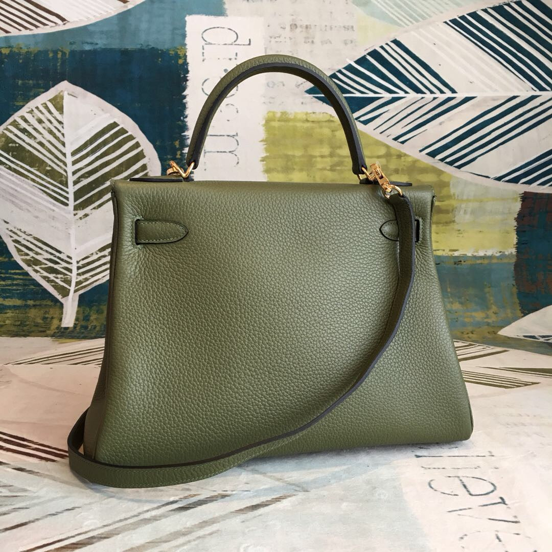 HM Kelly Green Bag In Epsom With Gold Toned Hardware Bag For Women 7.5in/19cm