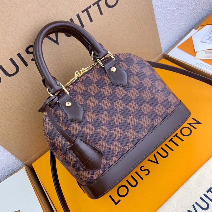 LV Alma BB Damier Ebene Canvas For Women, Women’s Handbags, Shoulder And Crossbody Bags 9.3in/23.5cm LV N41221