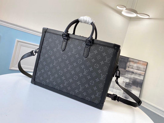 LV Soft Trunk Briefcase Monogram Eclipse Canvas For Men, Bags, Shoulder And Crossbody Bags 11.4in/29cm LV M44952