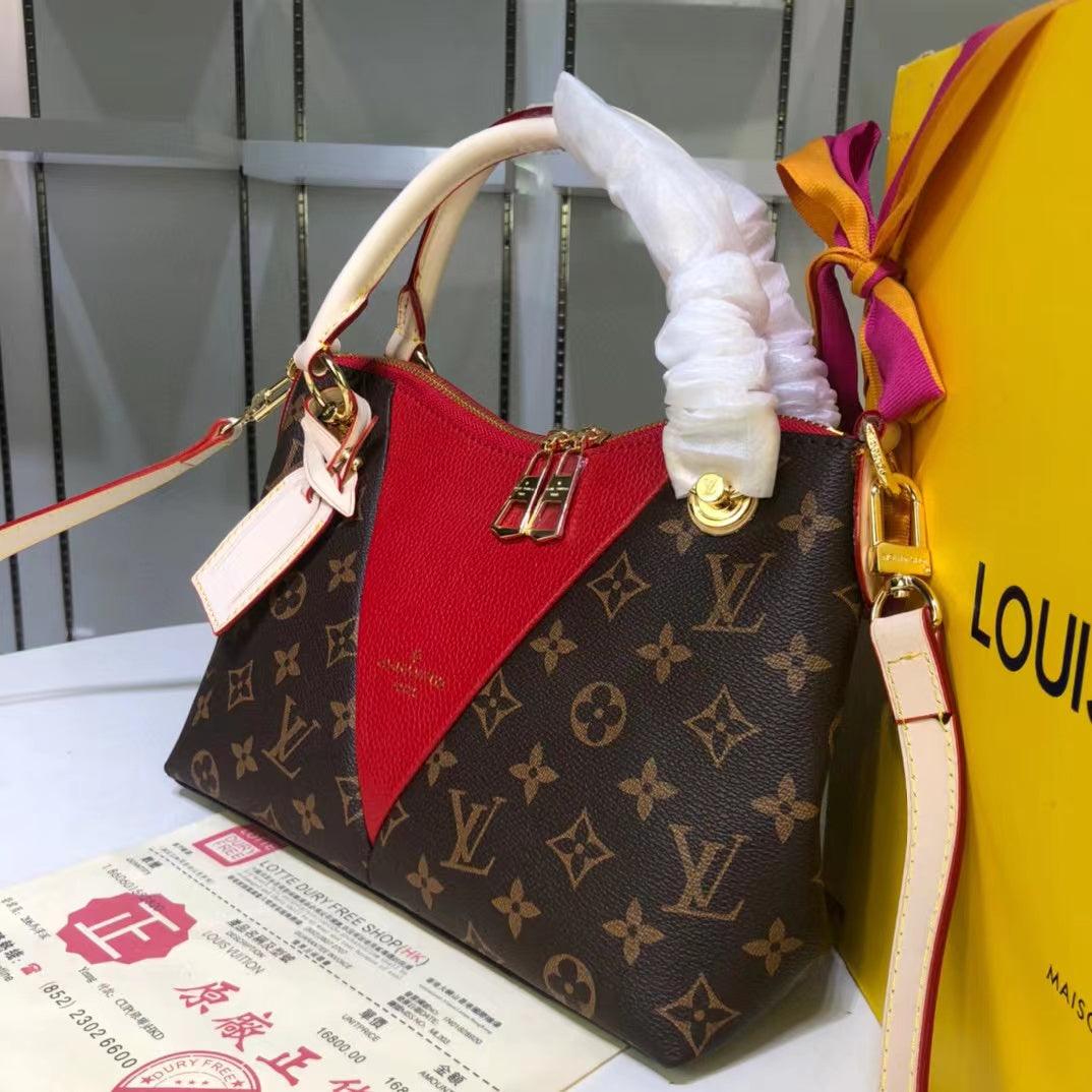 LV V Tote BB Monogram Canvas Cerise Red For Women, WoBags, Shoulder And Crossbody Bags 10.6in/27cm LV M43966