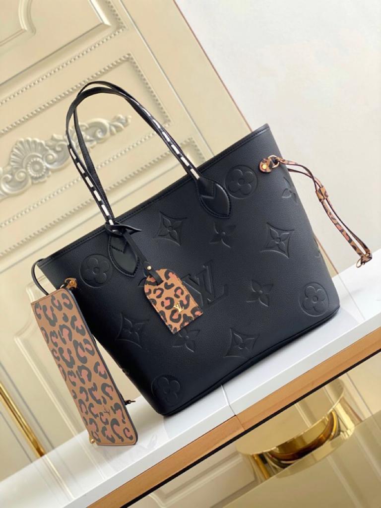 LV Neverfull MM Tote Bag Wild At Heart Monogram Empreinte Black For Women,  Shoulder Bags 12.2in/31cm LV M45856