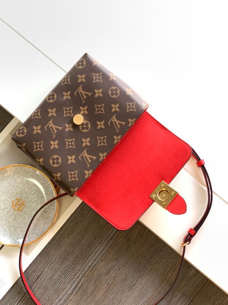 LV Locky BB Monogram Canvas Red For Women,  Shoulder And Crossbody Bags 7.9in/20cm LV M44322