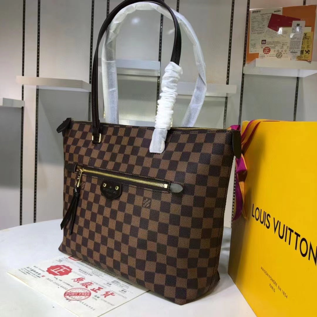 LV Iena MM Bag 34cm Damier Ebene Canvas Fall/Winter Collection N41013, Brown