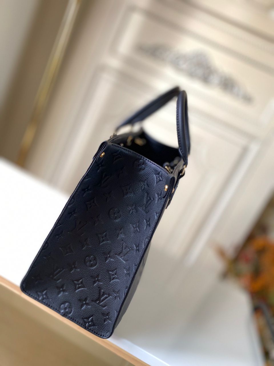 LV Onthego MM Monogram Empreinte Tote Bag Black For Women 35cm LV M45595