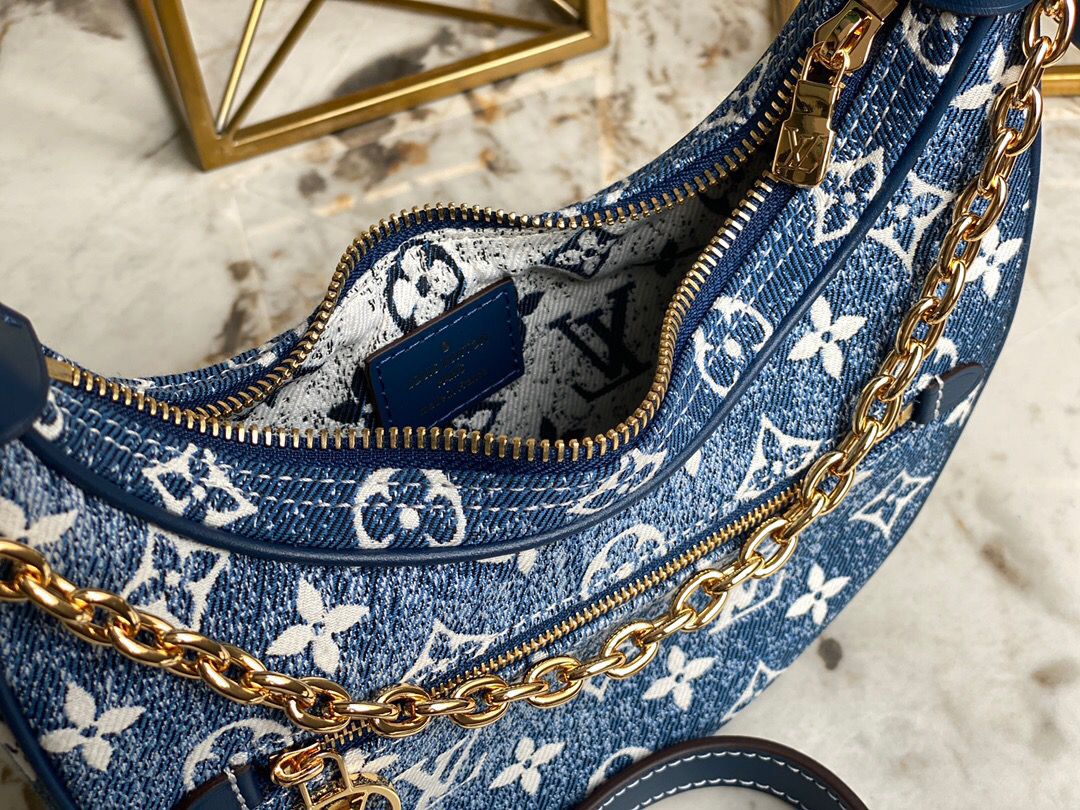 LV Loop Since 1854 Jacquard Navy Blue By Nicolas Ghesquière For Cruise Show, WoHandbags 9.1in/23cm LV M81166