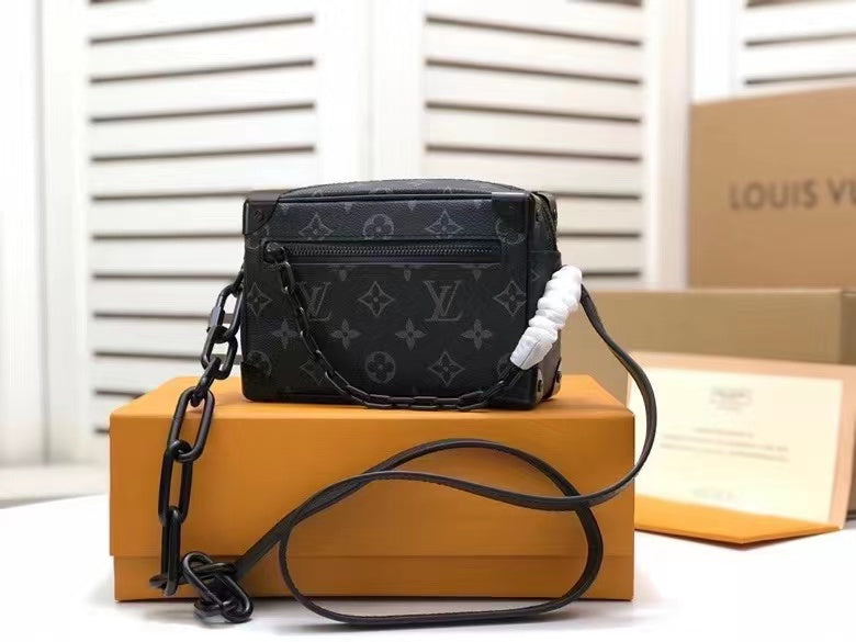 LV Mini Soft Trunk Monogram Eclipse Canvas By Virgil Abloh For Men, Bags, Shoulder And Crossbody Bags 7.3in/18.5cm LV M44735