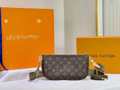 LV Multi Pochette Accessoires Monogram Canvas Khaki For Women,  Shoulder And Crossbody Bags 9.4in/24cm LV M44813